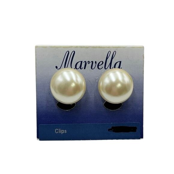 Marvella Vintage Classic Faux Pearl Button Domed Clip On Earrings New - Picture 1 of 10